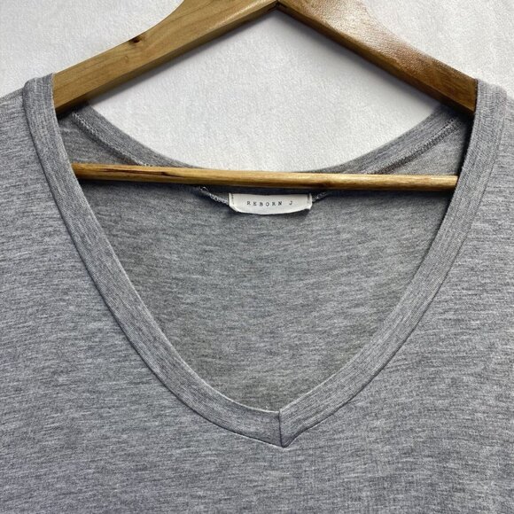 Reborn J V-Neck Short Sleeve Maxi Slit Dress Women Large Gray Side Pockets Used - Picture 13 of 16